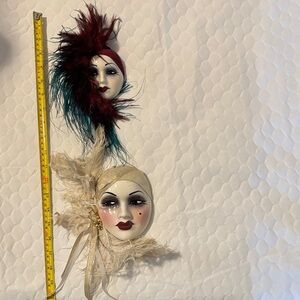 Decorative Wall Masks with Feathers